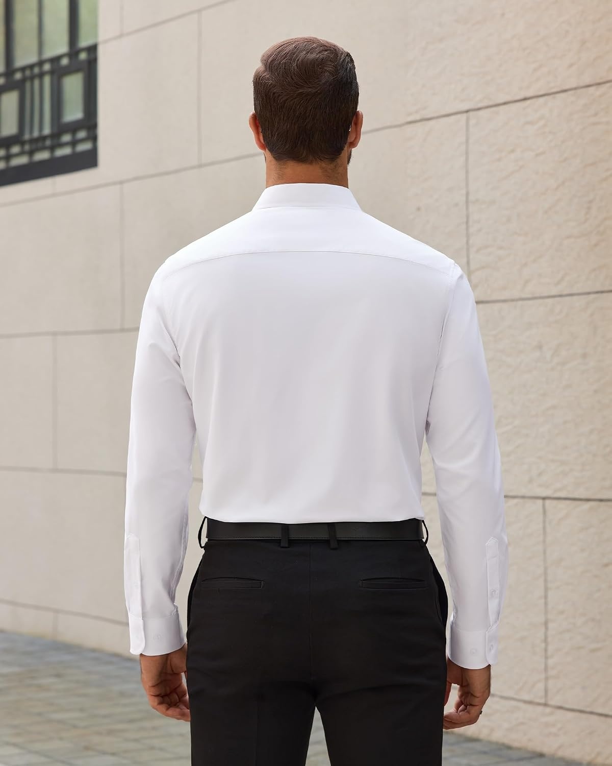 image:imageAlimens amp Gentle Stretch Dress Shirt for Men Button Down Long Sleeve ShirtWhite