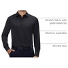 Alimens & Gentle Mens Dress Shirts Long Sleeve Stretch Button Down Shirt(Black)