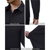 Alimens & Gentle Mens Dress Shirts Long Sleeve Stretch Button Down Shirt(Black)