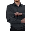 Alimens & Gentle Mens Dress Shirts Long Sleeve Stretch Button Down Shirt(Carbon Grey)