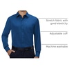 Alimens & Gentle Mens Dress Shirts Long Sleeve Stretch Button Down Shirt(Dark Blue)