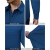 Alimens & Gentle Mens Dress Shirts Long Sleeve Stretch Button Down Shirt(Dark Blue)