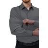 Alimens & Gentle Mens Dress Shirts Long Sleeve Stretch Button Down Shirt(Dark Grey)