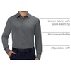 Alimens & Gentle Mens Dress Shirts Long Sleeve Stretch Button Down Shirt(Dark Grey)