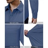 Alimens & Gentle Mens Dress Shirts Long Sleeve Stretch Button Down Shirt(Dusty Blue)