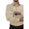 Alimens & Gentle Mens Dress Shirts Long Sleeve Stretch Button Down Shirt(Khaki)