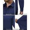 Alimens & Gentle Mens Dress Shirts Long Sleeve Stretch Button Down Shirt(Navy Blue)