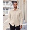 Alimens & Gentle Stretch Dress Shirt for Men Button Down Long Sleeve Shirt(Beige)