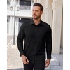 Alimens & Gentle Stretch Dress Shirt for Men Button Down Long Sleeve Shirt(Black)