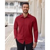 Alimens & Gentle Stretch Dress Shirt for Men Button Down Long Sleeve Shirt(Burgundy)