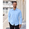 Alimens & Gentle Stretch Dress Shirt for Men Button Down Long Sleeve Shirt(Light Blue)