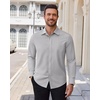 Alimens & Gentle Stretch Dress Shirt for Men Button Down Long Sleeve Shirt(Light Grey)