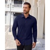Alimens & Gentle Stretch Dress Shirt for Men Button Down Long Sleeve Shirt(Navy Blue)
