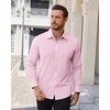 Alimens & Gentle Stretch Dress Shirt for Men Button Down Long Sleeve Shirt(Pink)