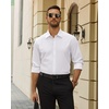 Alimens & Gentle Stretch Dress Shirt for Men Button Down Long Sleeve Shirt(White)