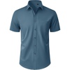 Mens Teal Dress Shirt Short Sleeve Wrinkle Free Work Button Down Shirt 2XL