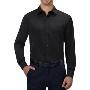 Alimens & Gentle Mens Dress Shirts Long Sleeve Stretch Button Down Shirt(Black)