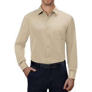 Alimens & Gentle Mens Dress Shirts Long Sleeve Stretch Button Down Shirt(Khaki)
