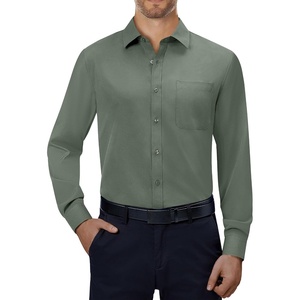 Alimens & Gentle Mens Dress Shirts Long Sleeve Stretch Button Down Shirt(Light Green)