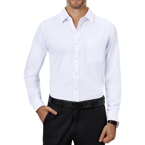Alimens & Gentle Mens Dress Shirts Long Sleeve Stretch Button Down Shirt(White)