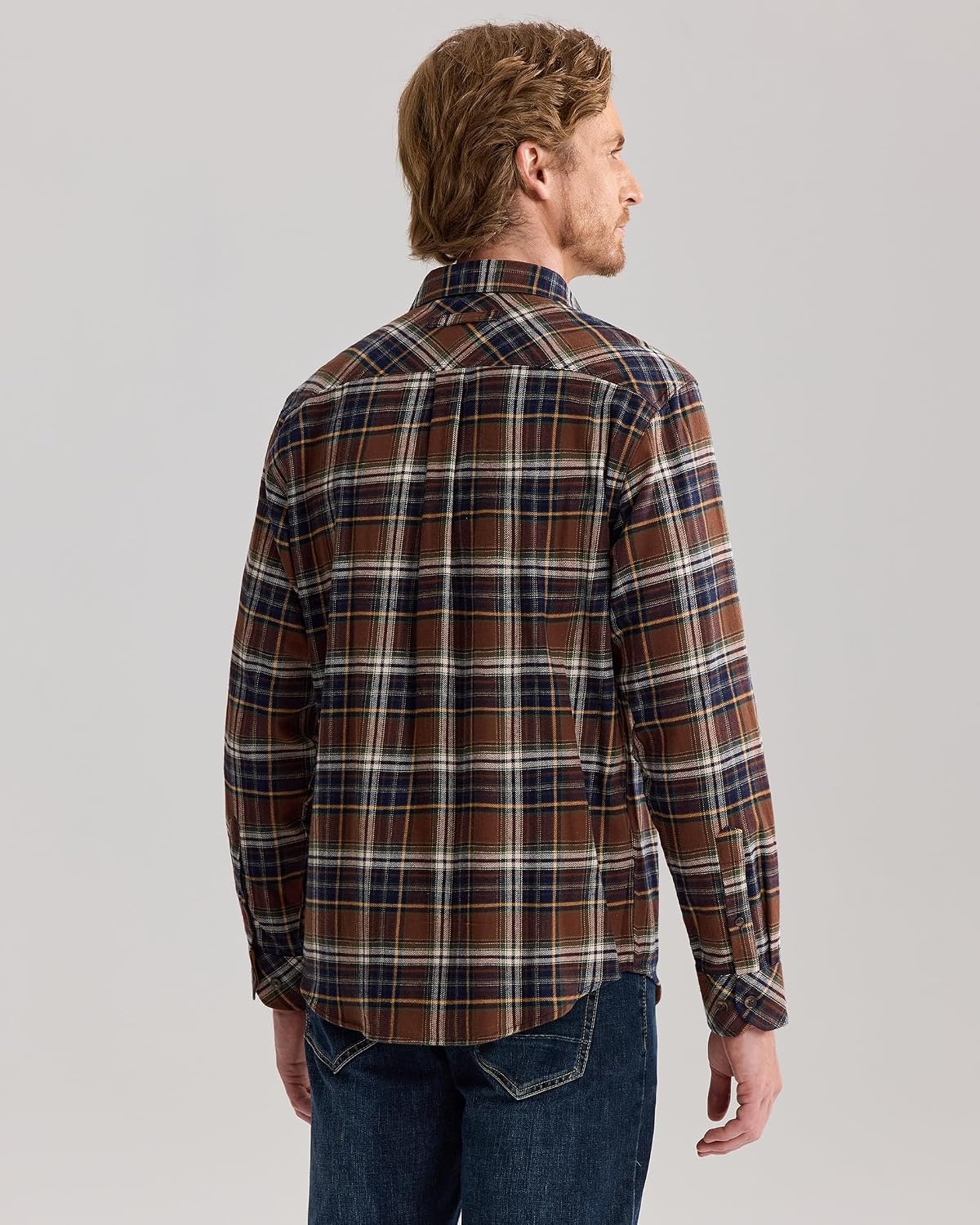 image:imageAlimens amp Gentle Mens Flannel Button Down Long Sleeve Casual Plaid ShirtBrown Navy