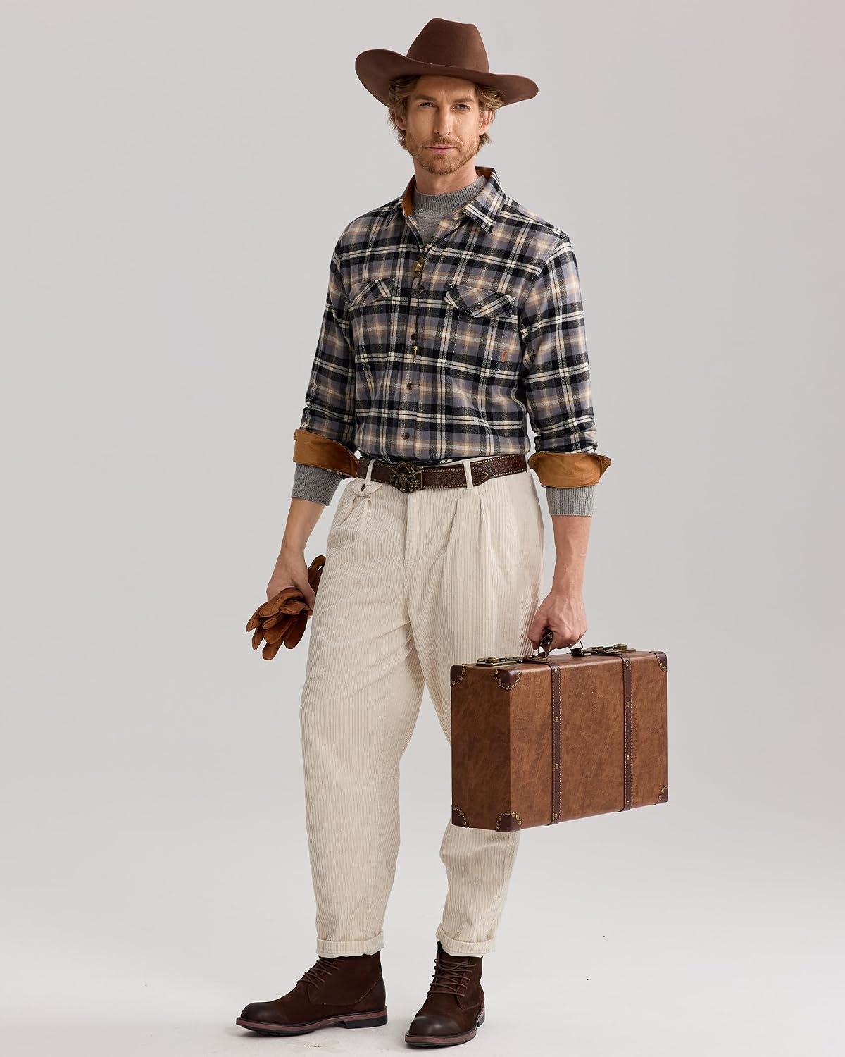 image:imageAlimens amp Gentle Mens Flannel Button Down Long Sleeve Casual Plaid ShirtLilac Black