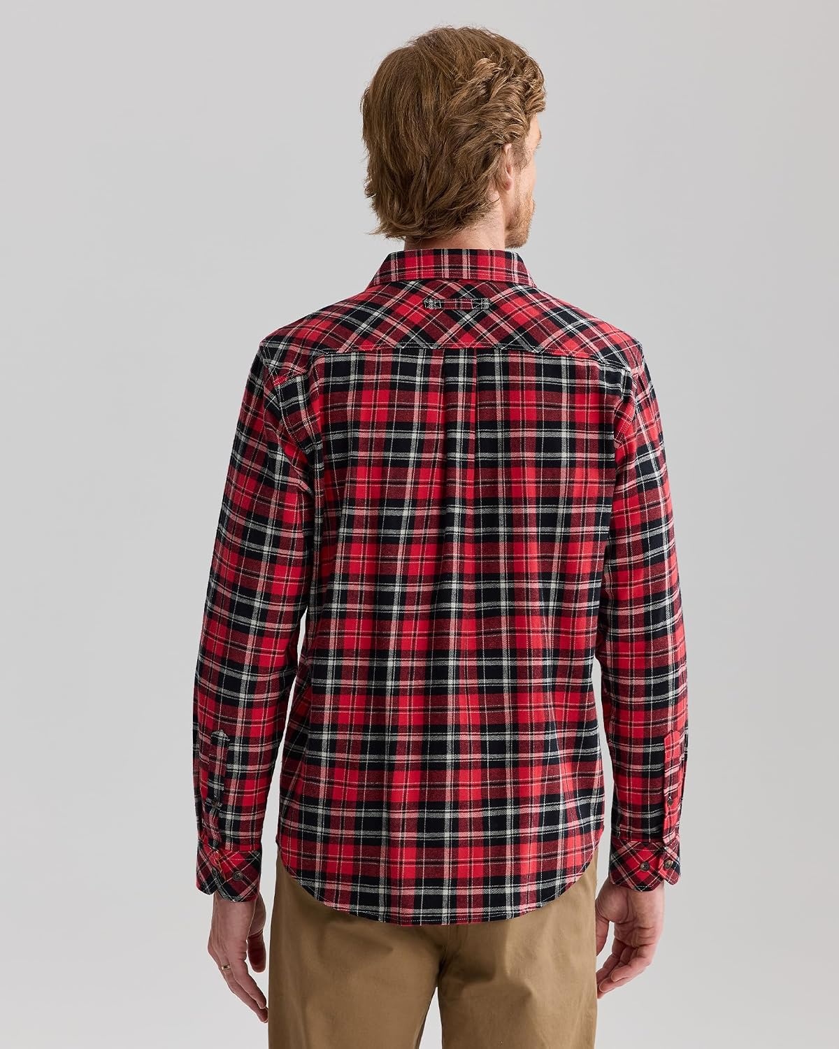 image:imageAlimens amp Gentle Mens Flannel Button Down Long Sleeve Casual Plaid ShirtRed Black