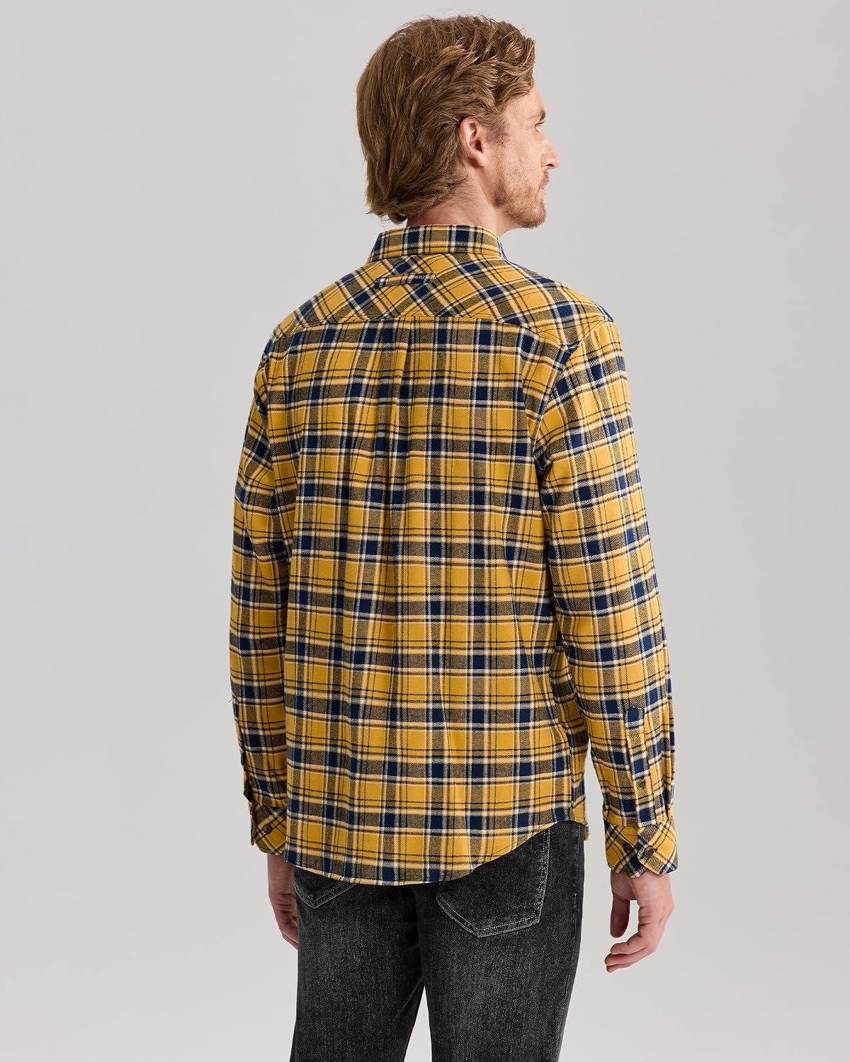 image:imageAlimens amp Gentle Mens Flannel Button Down Long Sleeve Casual Plaid ShirtYellow Navy