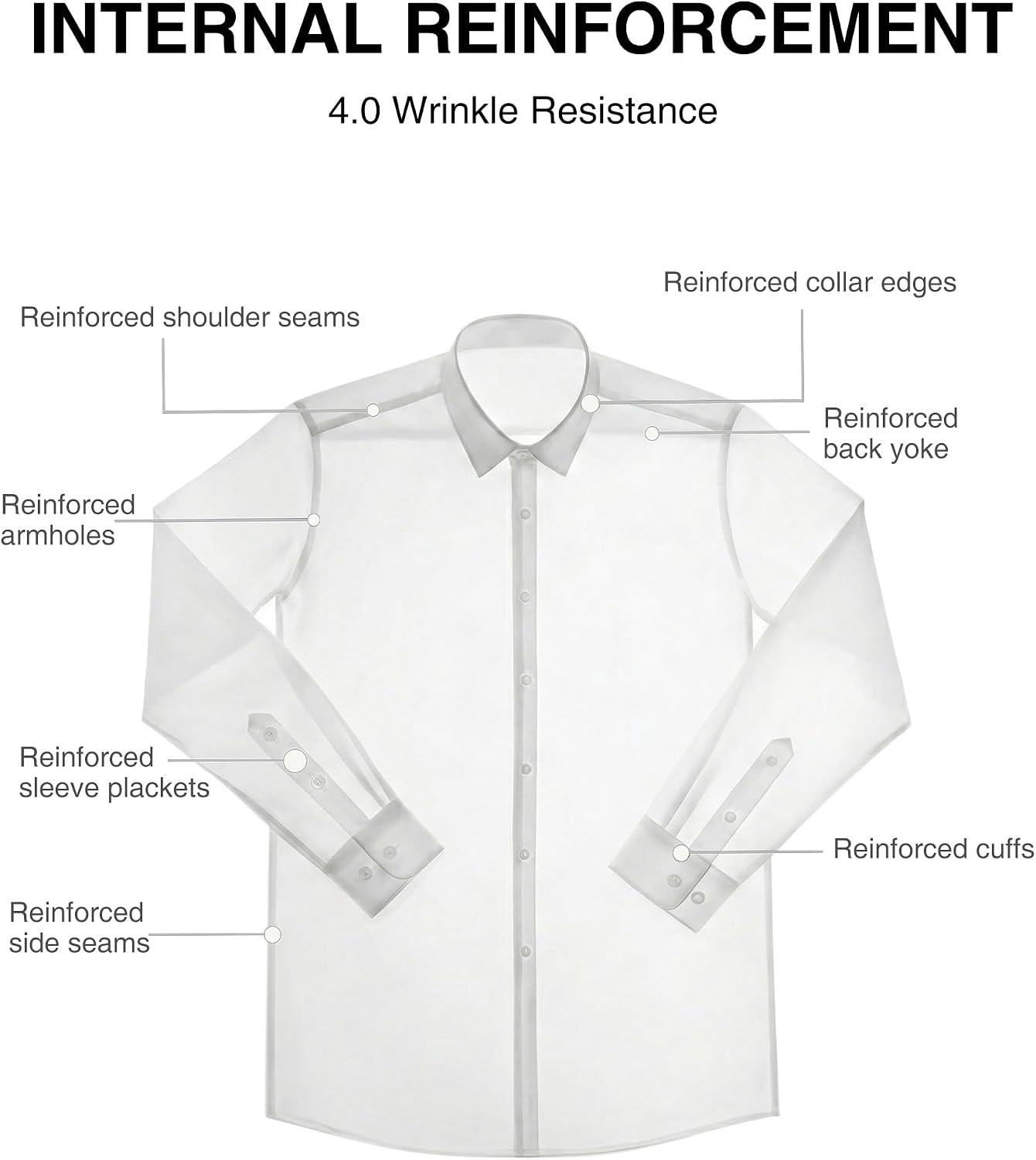 image:imageMens Cotton Dress Shirt Long Sleeve Wrinkle Free Button Down ShirtsWhite