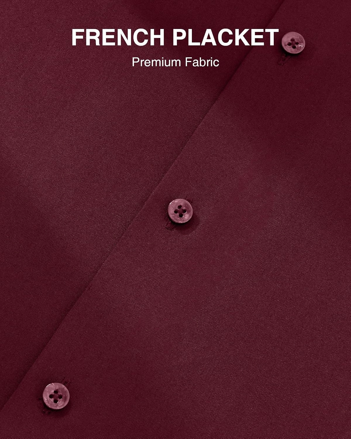 image:imageMens Cotton Dress Shirt Long Sleeve Wrinkle Free Button Down ShirtsWine Red