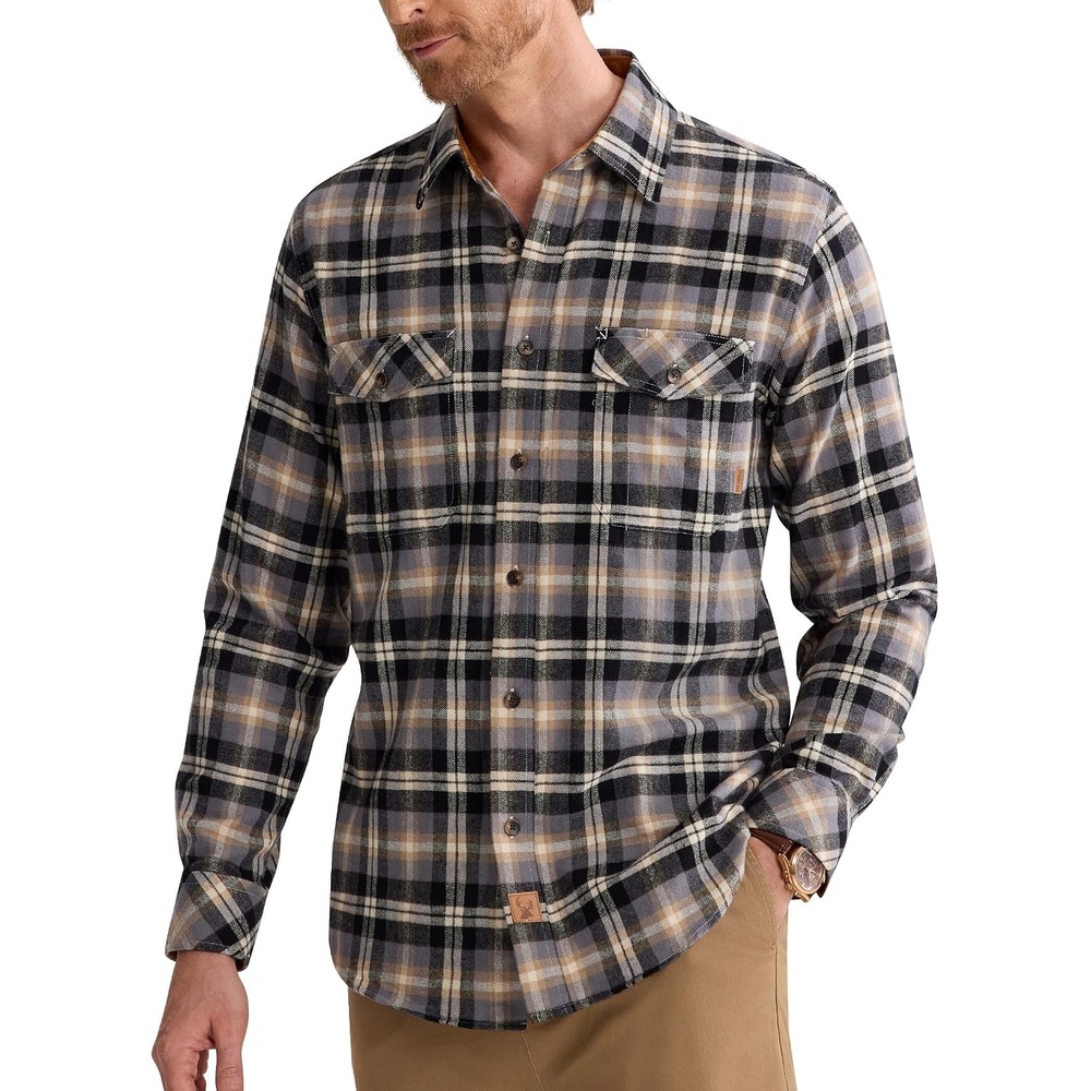 image:imageAlimens amp Gentle Mens Flannel Button Down Long Sleeve Casual Plaid ShirtLilac Black