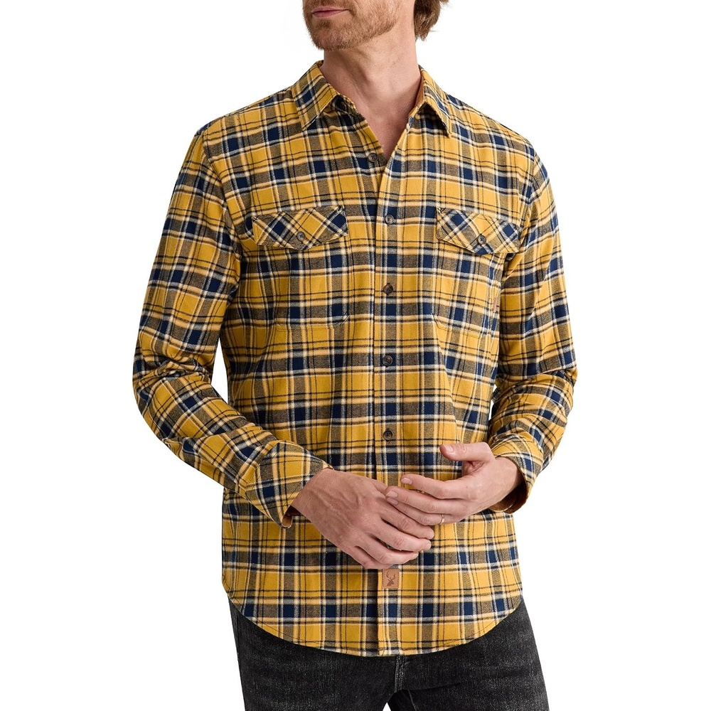 image:imageAlimens amp Gentle Mens Flannel Button Down Long Sleeve Casual Plaid ShirtYellow Navy