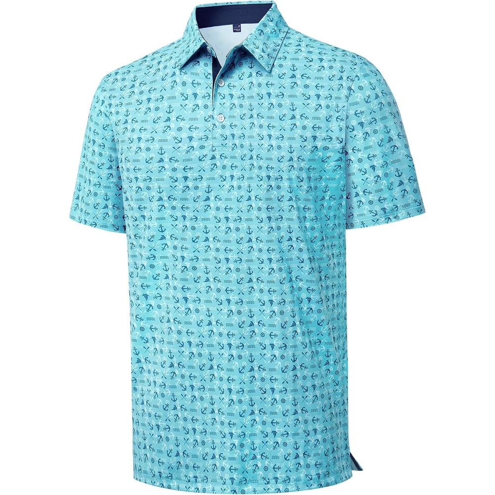 image:imageMens Polo Shirts Dry Fit Breathable Printed Golf Shirt SummerBlue Funny Ocean