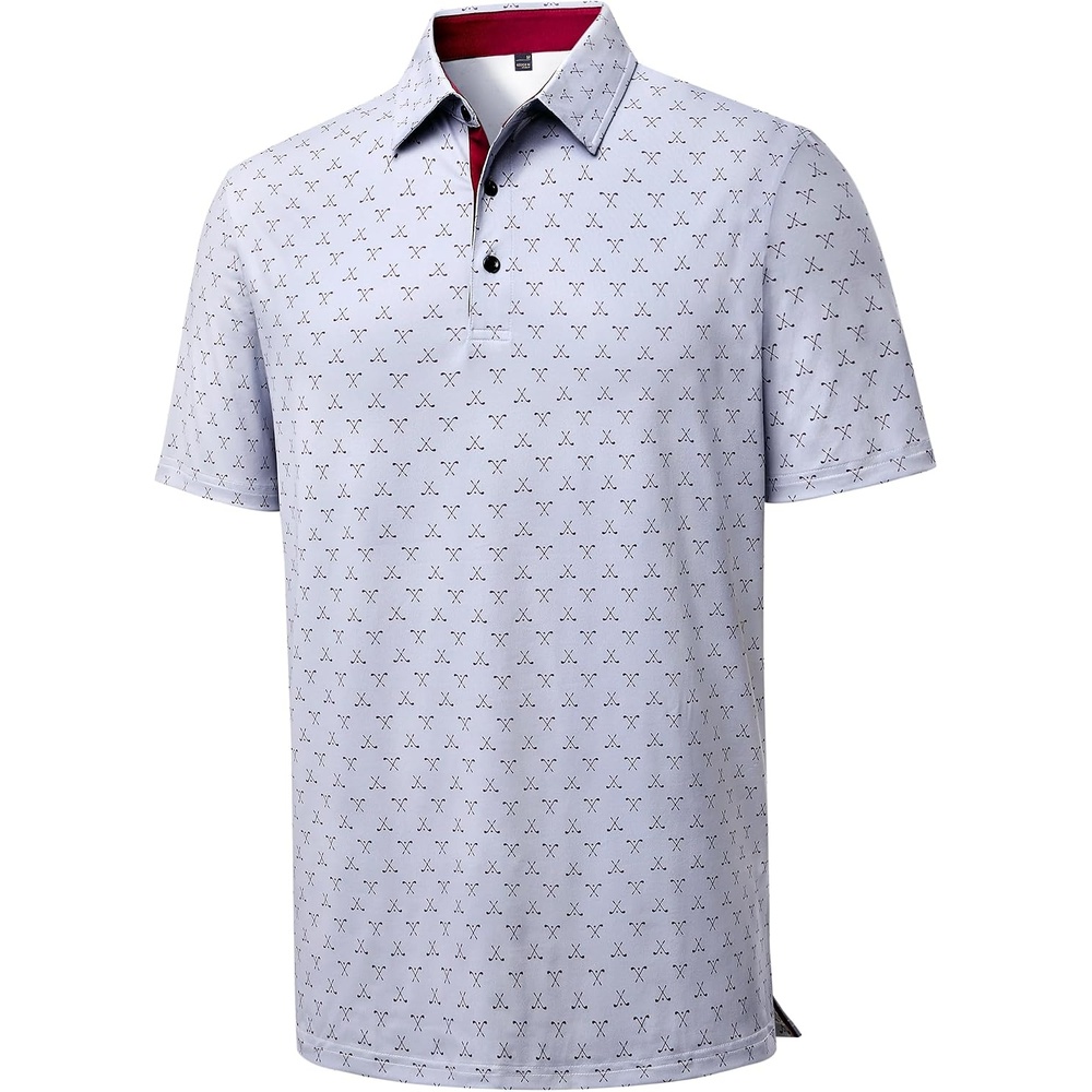 image:imageMens Polo Shirts Dry Fit Breathable Printed Golf Shirt SummerLight Gray Golf
