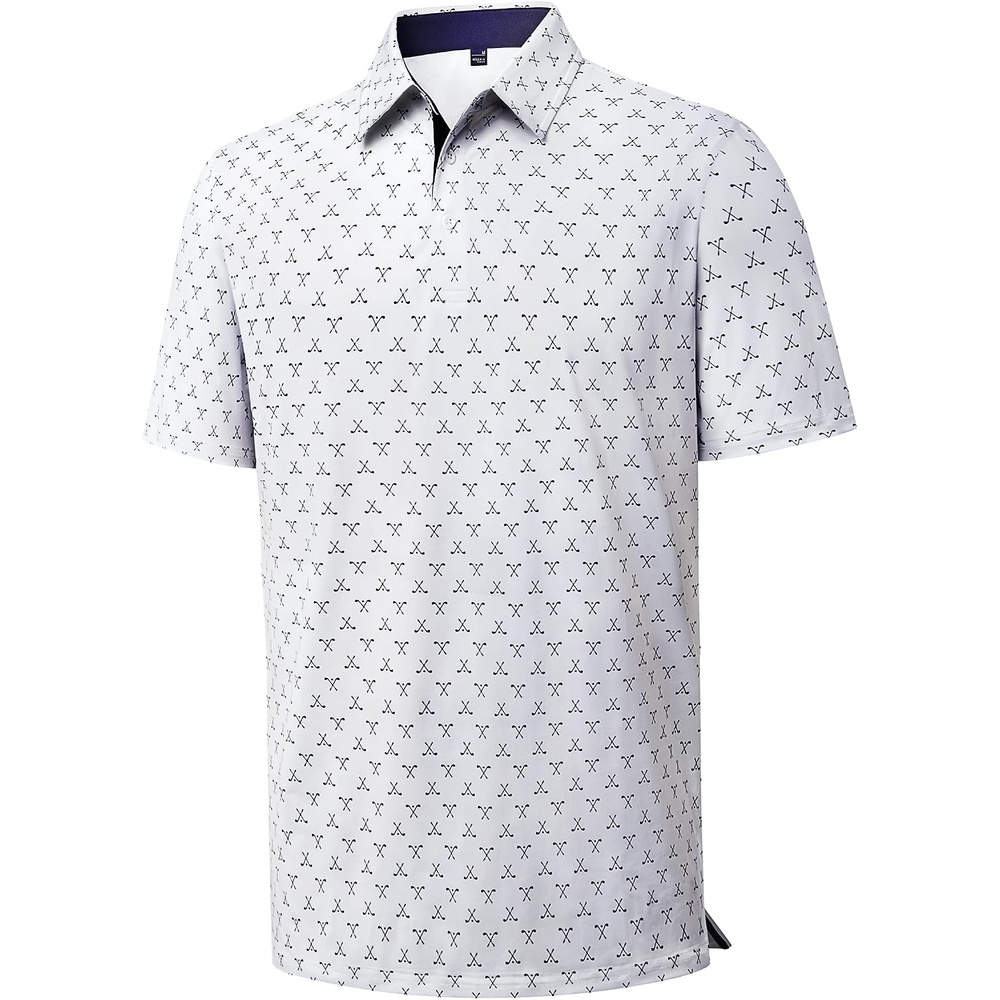 image:imageMens Polo Shirts Dry Fit Breathable Printed Golf Shirt SummerWhite Golf
