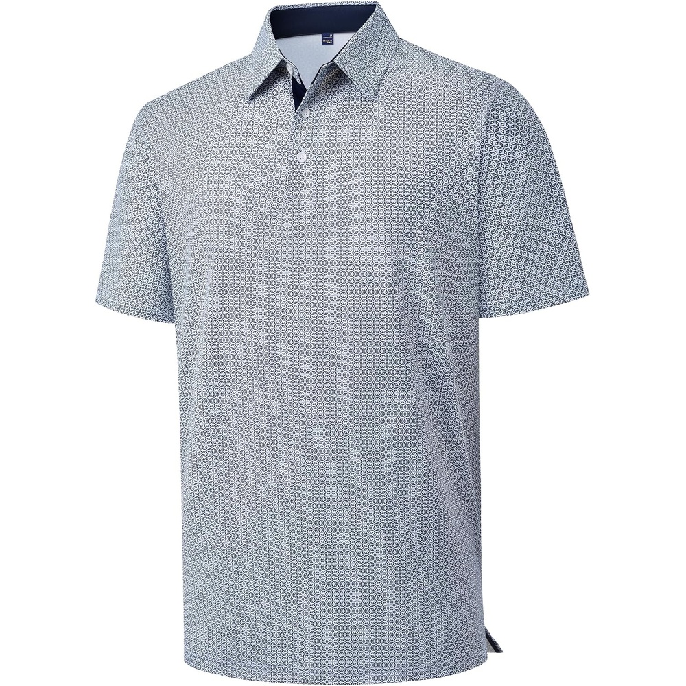 image:imageMens Polo Shirts Dry Fit Breathable Printed Golf Shirt SummerWhite Navy