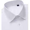 Alimens & Gentle Mens Dress Shirt Long Sleeve Button Down Shirt with Pocket(All White)
