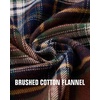 Alimens & Gentle Mens Flannel Button Down Long Sleeve Casual Plaid Shirt(Brown Navy)
