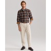 Alimens & Gentle Mens Flannel Button Down Long Sleeve Casual Plaid Shirt(Brown Navy)