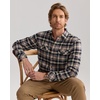 Alimens & Gentle Mens Flannel Button Down Long Sleeve Casual Plaid Shirt(Lilac Black)