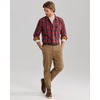 Alimens & Gentle Mens Flannel Button Down Long Sleeve Casual Plaid Shirt(Red Black)