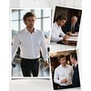 Men’s Cotton Dress Shirt Long Sleeve Wrinkle Free Button Down Shirts(White)