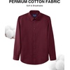 Men’s Cotton Dress Shirt Long Sleeve Wrinkle Free Button Down Shirts(Wine Red)