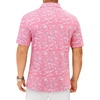 Mens Polo Shirts Dry Fit Breathable Printed Golf Shirt Summer(Pink Color)