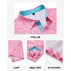 Mens Polo Shirts Dry Fit Breathable Printed Golf Shirt Summer(Pink Color)