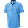 Mens Polo Shirts Dry Fit Breathable Printed Golf Shirt Summer(Blue Dinosaur)
