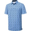 Mens Polo Shirts Dry Fit Breathable Printed Golf Shirt Summer(Blue Hawaii Ocean)