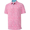 Mens Polo Shirts Dry Fit Breathable Printed Golf Shirt Summer(Pink Color)