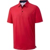 Mens Polo Shirts Dry Fit Breathable Printed Golf Shirt Summer(Red Black Dots)