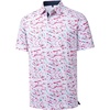 Mens Polo Shirts Dry Fit Breathable Printed Golf Shirt Summer(White Color)